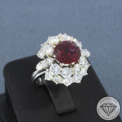 Wert 12050 € Brillant Rubin Ring in 750er 18 K Weißgold - 104736