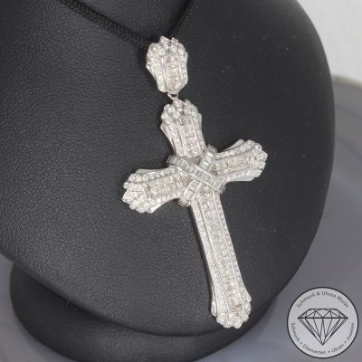 Wert 7350 € Brillant Diamant Anhänger Kreuz in 750er 18 K Weißgold - 104755