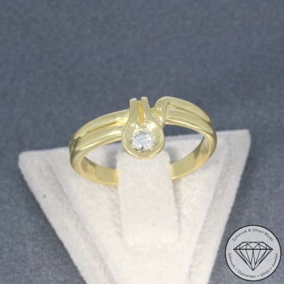 Wert 2400 € Solitär Brillant Ring in 585er 14 K Gelbgold - 104761