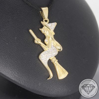 Wert 1990 € Brillant Anhänger Hexe in 750er 18 K Gelbgold - 104769