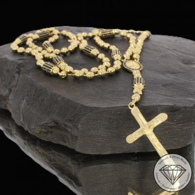Wert 5500 € Onyx Rosenkranz Kette in 585er 14 K Gelbgold - 105021