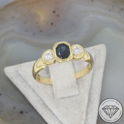 Wert 2350 € Brillant Saphir Ring in 750er 18 K Gelbgold - 105034