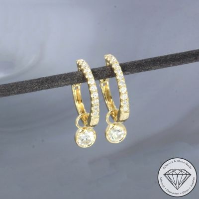 Wert 2650 € Brillant Creolen mit Solitär Einhänger in 585er 14 K Gelbgold - H13