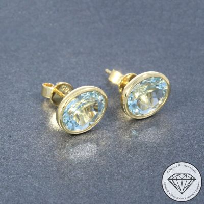 Wert 2090 € Aquamarin Ohrringe in 585er 14 K Gelbgold - 105156 