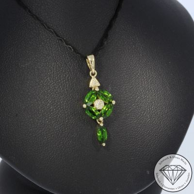Wert 550 € Diamant Tsavorit Anhänger in 585er 14 K Gelbgold - 105160