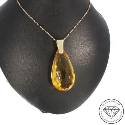 Wert 4550 € Citrin Anhänger mit Kette in 585er 14 K Gelbgold - 105164