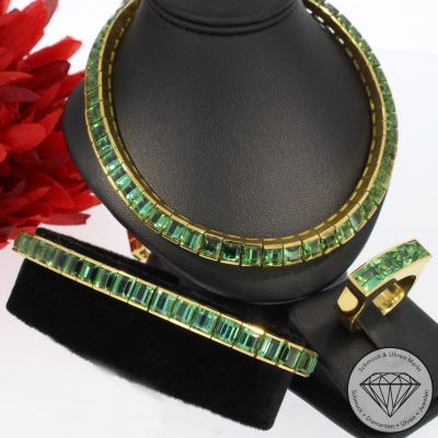 Wert 58000 € Turmalin Set Collier Armband Ring in 750er 18 K Gelbgold - 105196