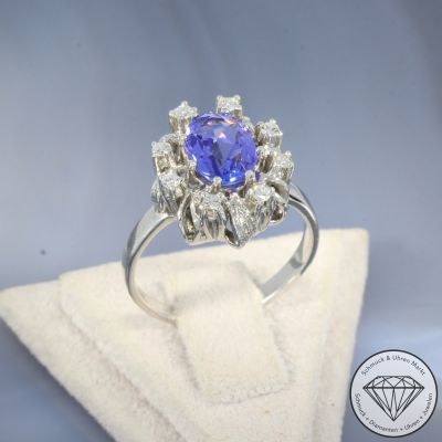 Wert 1750 € Diamant Tansanit Ring in 585er 14 K Weißgold - 105217