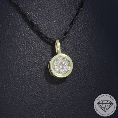 Wert 590 € Diamant Anhänger ohne Kette 585er/14 Karat Gelb und Weiß Gold Länge 1,3 cm – 105225