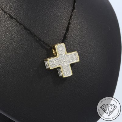 Wert 2290 € Diamant Kreuz Anhänger ohne Kette 750er/18 Karat Gelb Gold Länge 1,6 cm - 105241