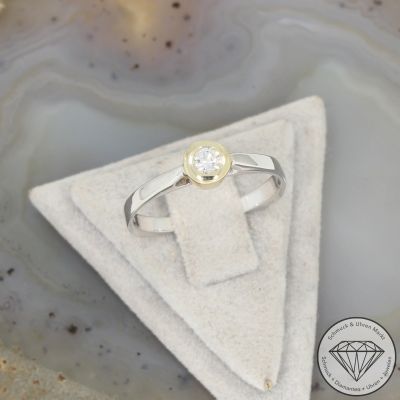 Wert 790 € Bicolor Solitär Brillant Ring (ca. 0,10 carat) in 585er 14 K Gold - 105315