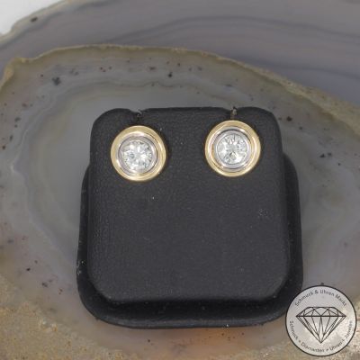 Wert 5690 € Bicolor Solitär Brillant Ohrringe (ca. 0,90 carat) in 750er 18 K Gold - 105430