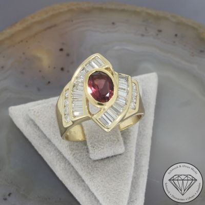 Wert 3190 €  Brillant Diamant Turmalin Ring in 585er 14 K Gelbgold - 105536