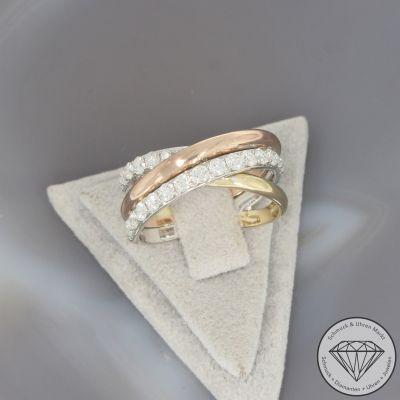 Wert 3150 € Tricolor Brillant Ring in 585er 14 K Gold - 105631