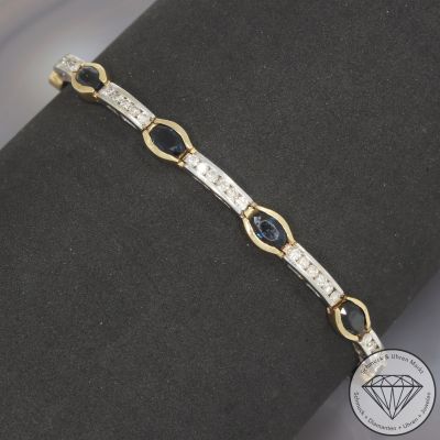 Wert 3850 € Bicolor Brillant Saphir Armband in 585er 14 K Gold - 105695