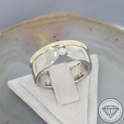Wert 4050 € Bicolor Solitär Brillant Ring in 585er 14 K Gold - 105696
