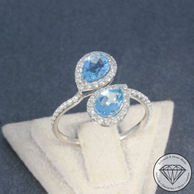 Wert 2790 € Brillant Aquamarin Ring in 585er 14 K Weißgold - 105742