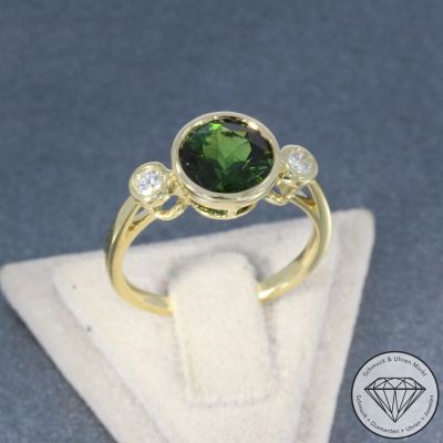 Wert 2690 € Brillant Turmalin Ring in 585er 14 K Gelbgold - 105744