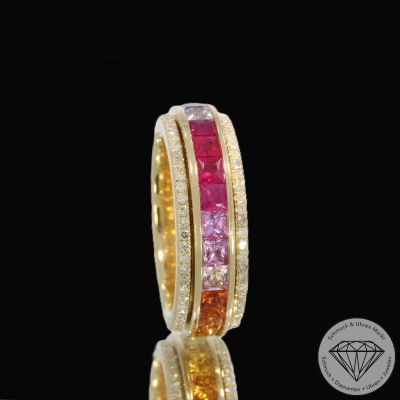 Wert 7990 € Diamant Saphir Dreh Ring in 585er 14 K Gelbgold - 105747