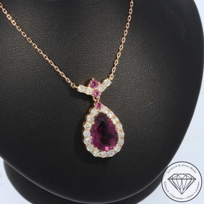 Wert 4850 € Brillant Turmalin Collier in 585er 14 K Roségold - 105763
