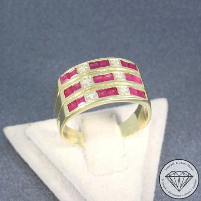 Wert 1950 € Diamant Rubin Ring in 585er 14 K Gelbgold - 105771
