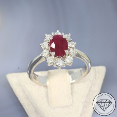 Wert 2790 € Brillant Rubin Ring in 750er 18 K Weißgold - 105774