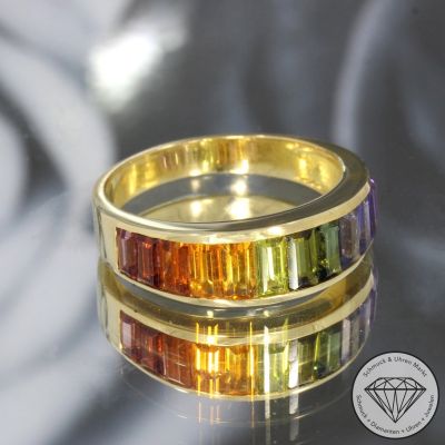 Wert 1790 € Farbedelstein Ring 750er/18 Karat Gelb Gold Größe 59 – 105818