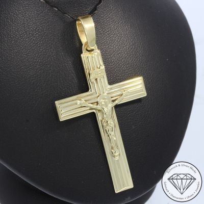 Wert 490 € Kreuz Anhänger ohne Kette 333er/8 Karat Gelb Gold Länge 5,6 cm – 105831