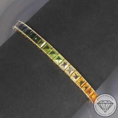 Wert 7900 € Farbedelstein Armband in 750er 18 K Gelbgold - 105842