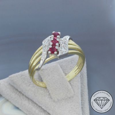 Wert 1150 € Bicolor Brillant Rubin Ring in 585er 14 K Gold - 105909