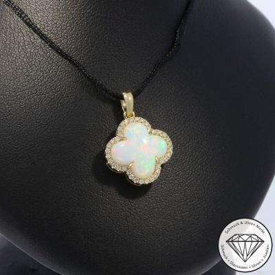 Wert 1850 € Brillant Opal Anhänger in 585er 14 K Gelbgold - H35