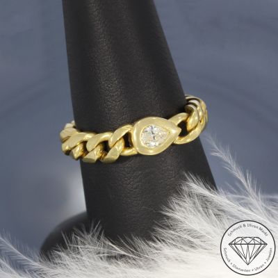 Wert 1850 € Diamant Ketten Ring (ca. 0,10 carat) in 750er 18 K Gelbgold - 106266