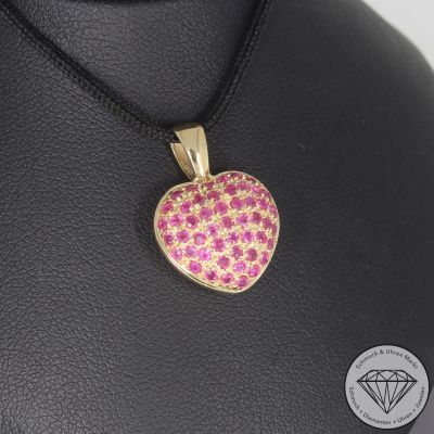 Wert 1299 € Brillant Rubin Herz Anhänger in 750er 18 K Gelbgold - 106271