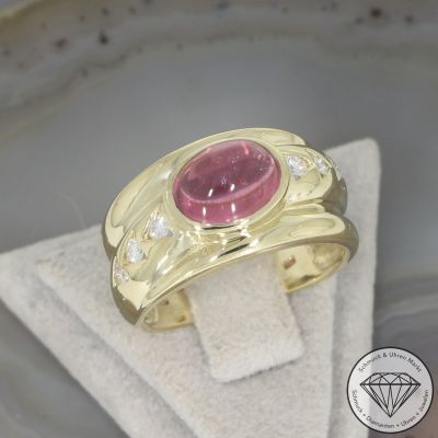Wert 1900 € Brillant Rhodolith Ring in 585er 14 K Gelbgold - 106286