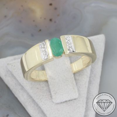 Wert 950 € Brillant Smargad Ring in 375er 9 K Gelbgold - 106321