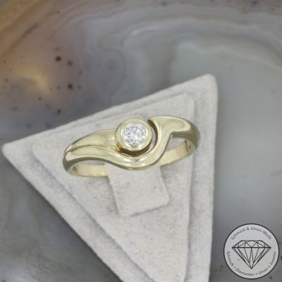 Wert 1290 € Solitär Brillant Ring (ca. 0,15 carat) in 585er 14 K Gelbgold - 106363