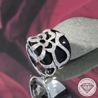 Wert 5999 € Brillant Onyx Ring in 750er 18 K Weißgold - 106440