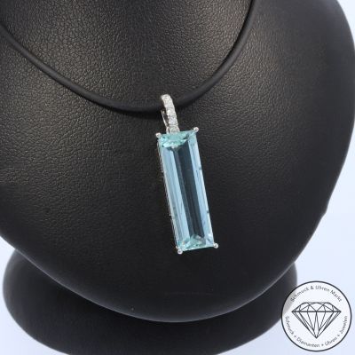 Wert 1850 € Diamant Aquamarin Anhänger in 585er 14 K Weißgold - 106452