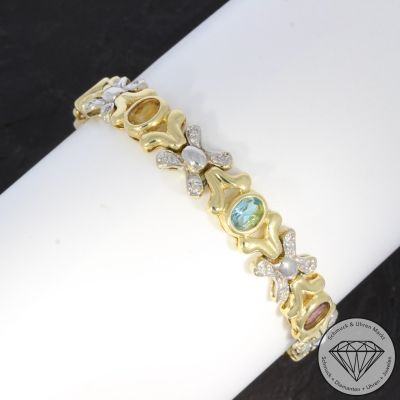 Wert 5890 € Bicolor Diamant Farbedelstein Armband in 585er 14K Gold - 106469