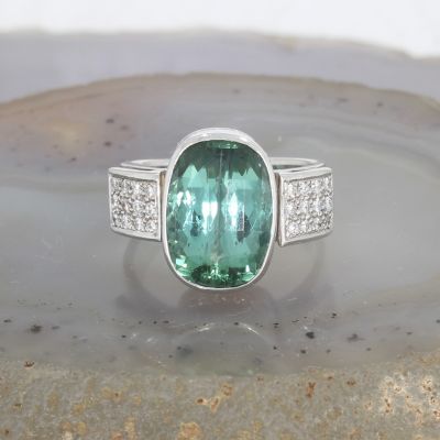 Wert 4090 € Brillant Turmalin Ring in 750er 18 K Weißgold - 106509