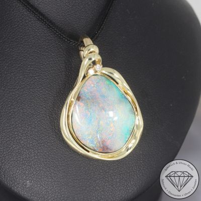 Wert 2490 € Brillant Opal Anhänger in 585er 14 K Gelbgold - 106513