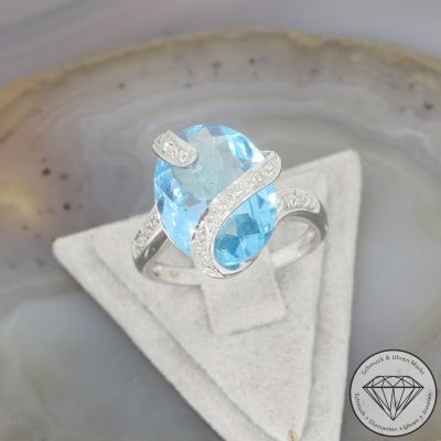 Wert 2590 € Diamant Topas Ring in 750er 18 K Weißgold - 106521