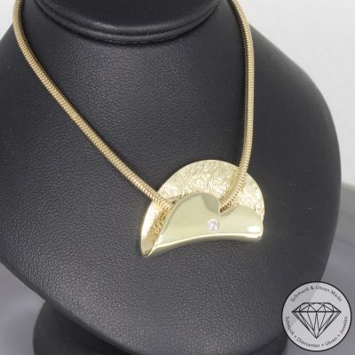Wert 3900 € Solitär Brillant Anhänger & Kette (ca. 0,05 carat) in 585er 14 K Gelbgold - 106581