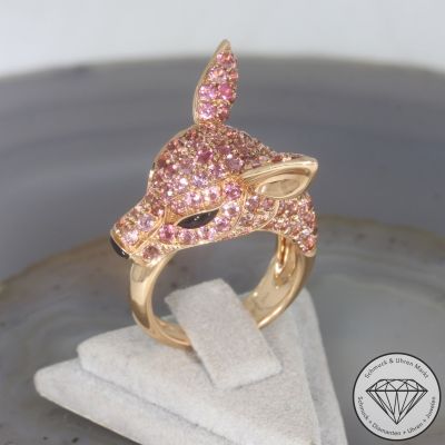 Wert 8490 € Turmalin Onyx Ring Reh in 750er 18 K Rosegold - 107350