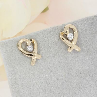 Wert 550 € Brillant Herz Ohrringe (0,04 carat) in 585er 14 K Gelbgold - H578