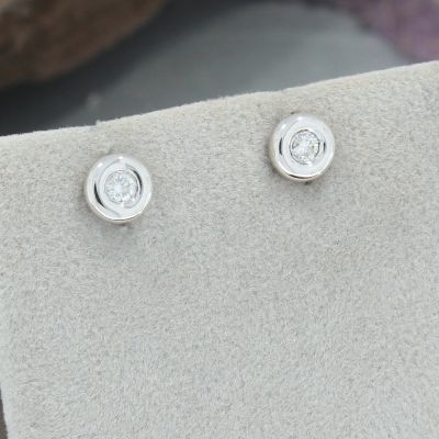 Wert 990 € Solitär Brillant Ohrstecker Ohrringe (0,10 carat) in 750er 18 K Weißgold - H139