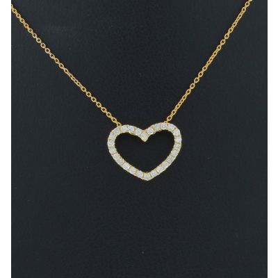 Wert 1150 € Brillant Herz Anhänger mit Kette (0,15 carat) in 750er 18 K Gelbgold - H47
