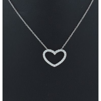 Wert 1150 € Brillant Anhänger Kette Herz (0,15 carat) in 750er 18 K Weißgold - H48