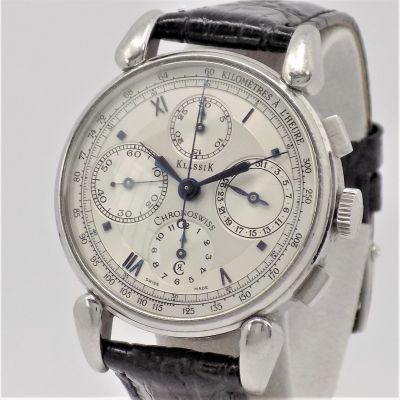 Wert 4700 € Chronoswiss Klassik Automatik Uhr Full Set 37 mm Edelstahl Leder - 69122