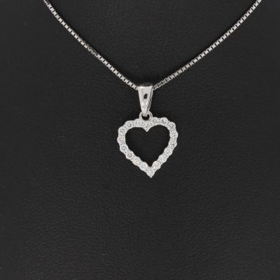 Sale! Wert 890 € Brillant Herz Anhänger (0,22 carat) in 585er 14 K Weißgold - H1069
